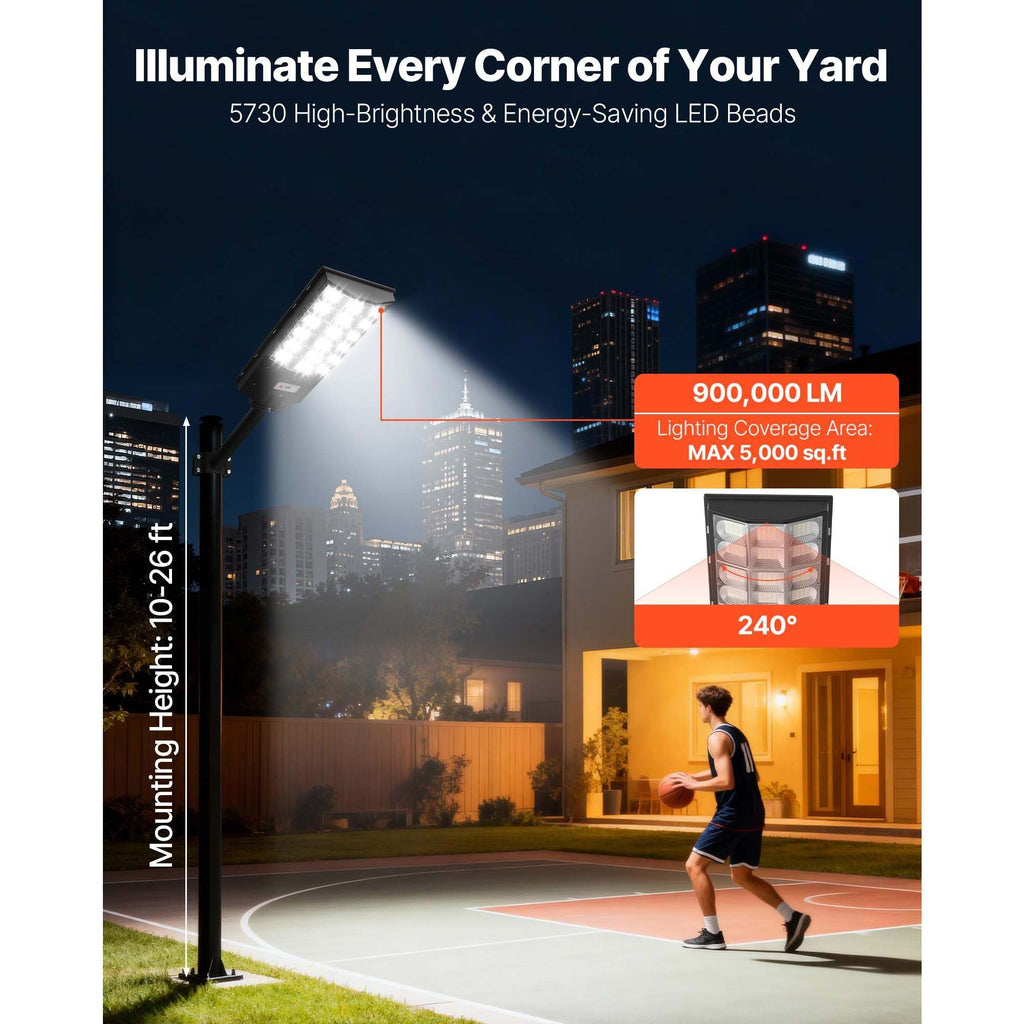 Solar-Powered LED Street Light with Motion Sensor and Remote Control