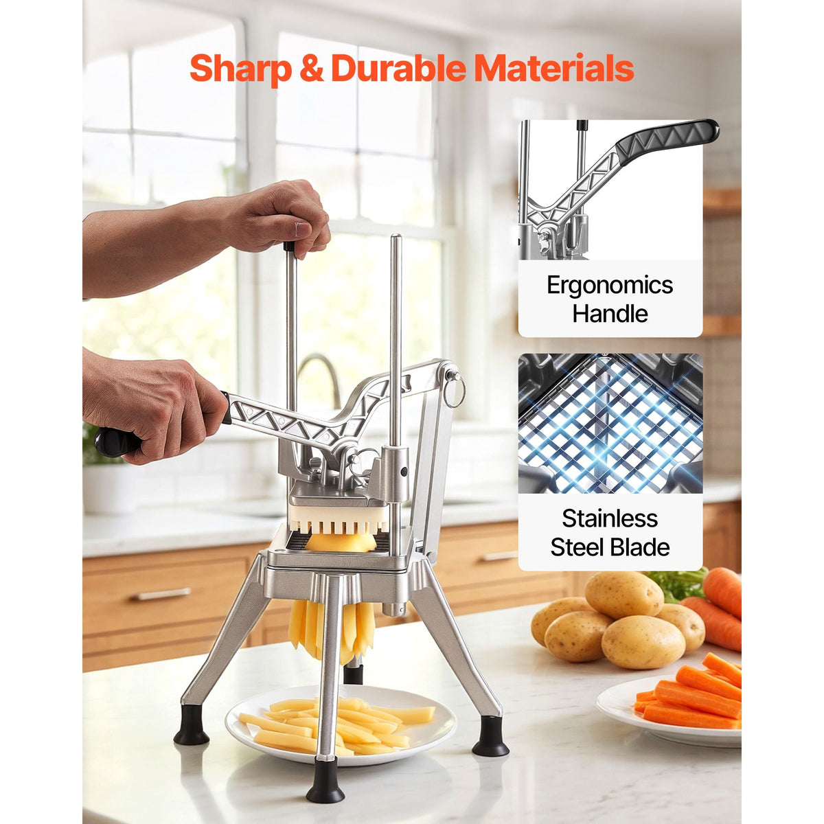Lever-Operated French Fry Cutter for Produce