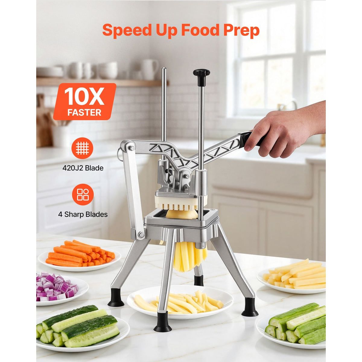 Lever-Operated French Fry Cutter for Produce