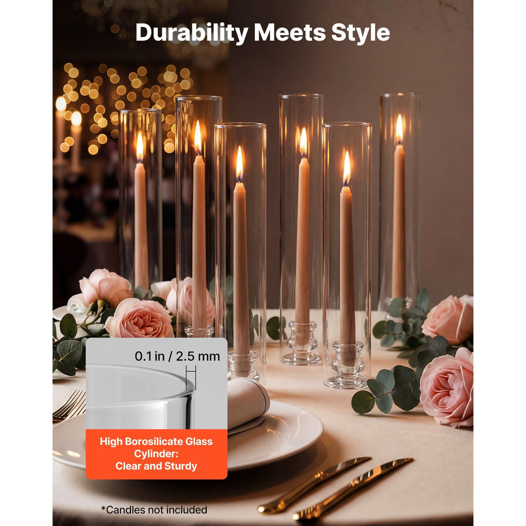 Hurricane Candle Holders Set of 36, Φ2.56 x 13.78 in Tall Clear Glass Cylinder Candleholder Sleeve, High Borosilicate Glass, Wind Protection for Wedding, Table Centerpiece, Party, Home Decor