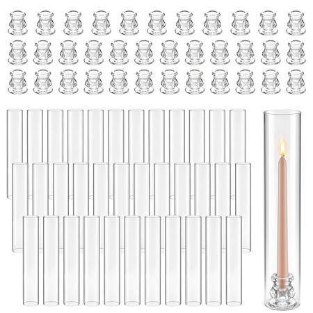 Hurricane Candle Holders Set of 36, Φ2.56 x 13.78 in Tall Clear Glass Cylinder Candleholder Sleeve, High Borosilicate Glass, Wind Protection for Wedding, Table Centerpiece, Party, Home Decor