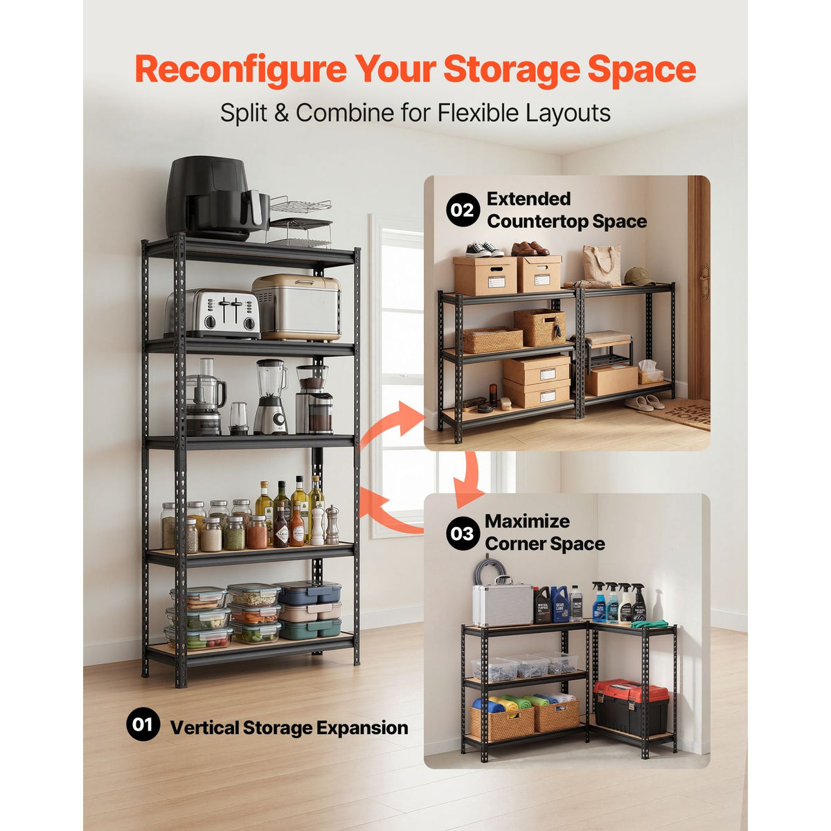 Adjustable Metal Shelving for Garage & Utility Storage